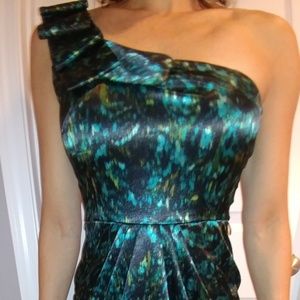 One shoulder satin tulip skirt dress. Size 6